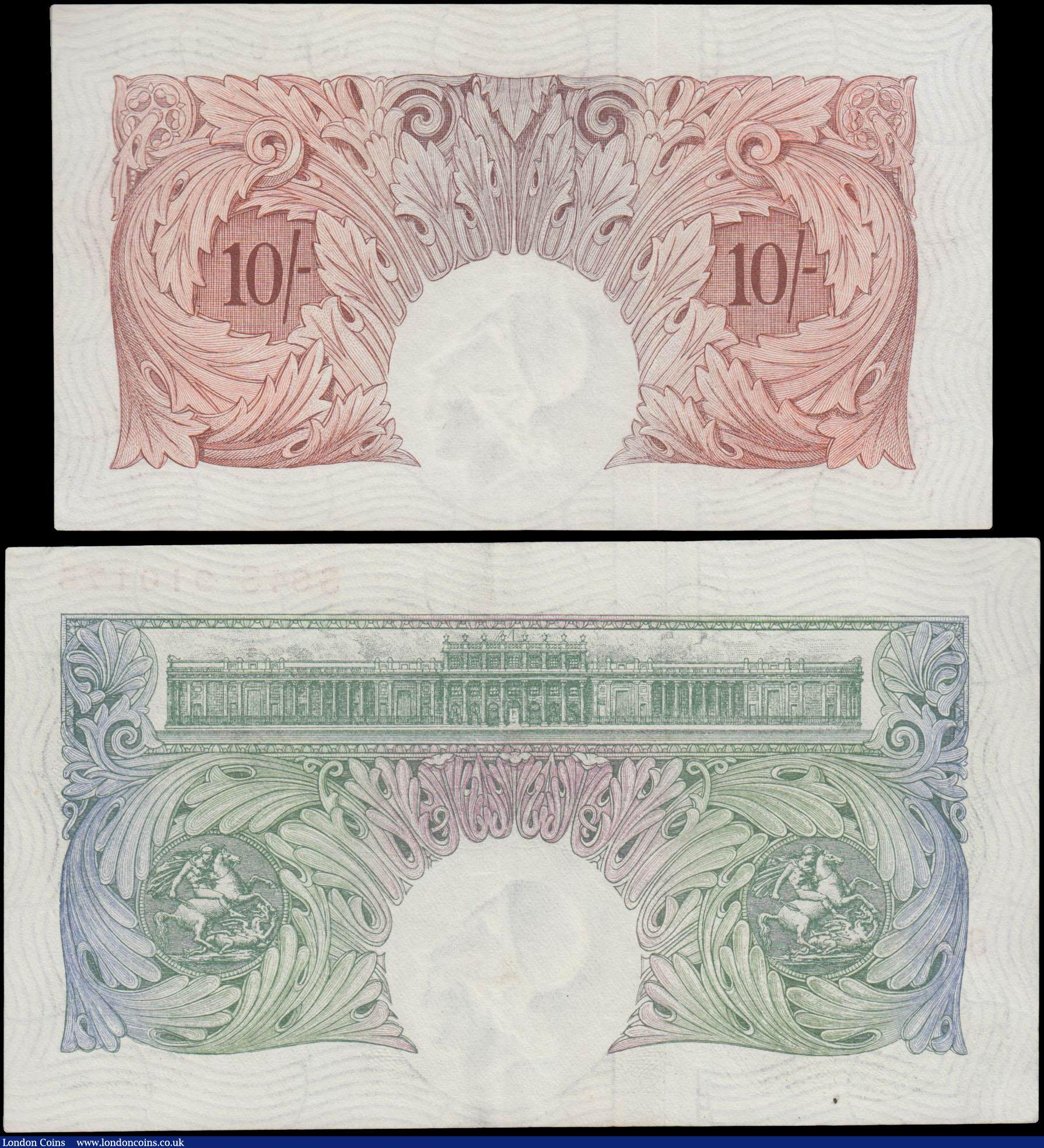 London Coins : A160 : Lot 76 : One Pound & 10 Shillings O'Brien B274, B272 issued 1955, both Replacement notes, series S84...