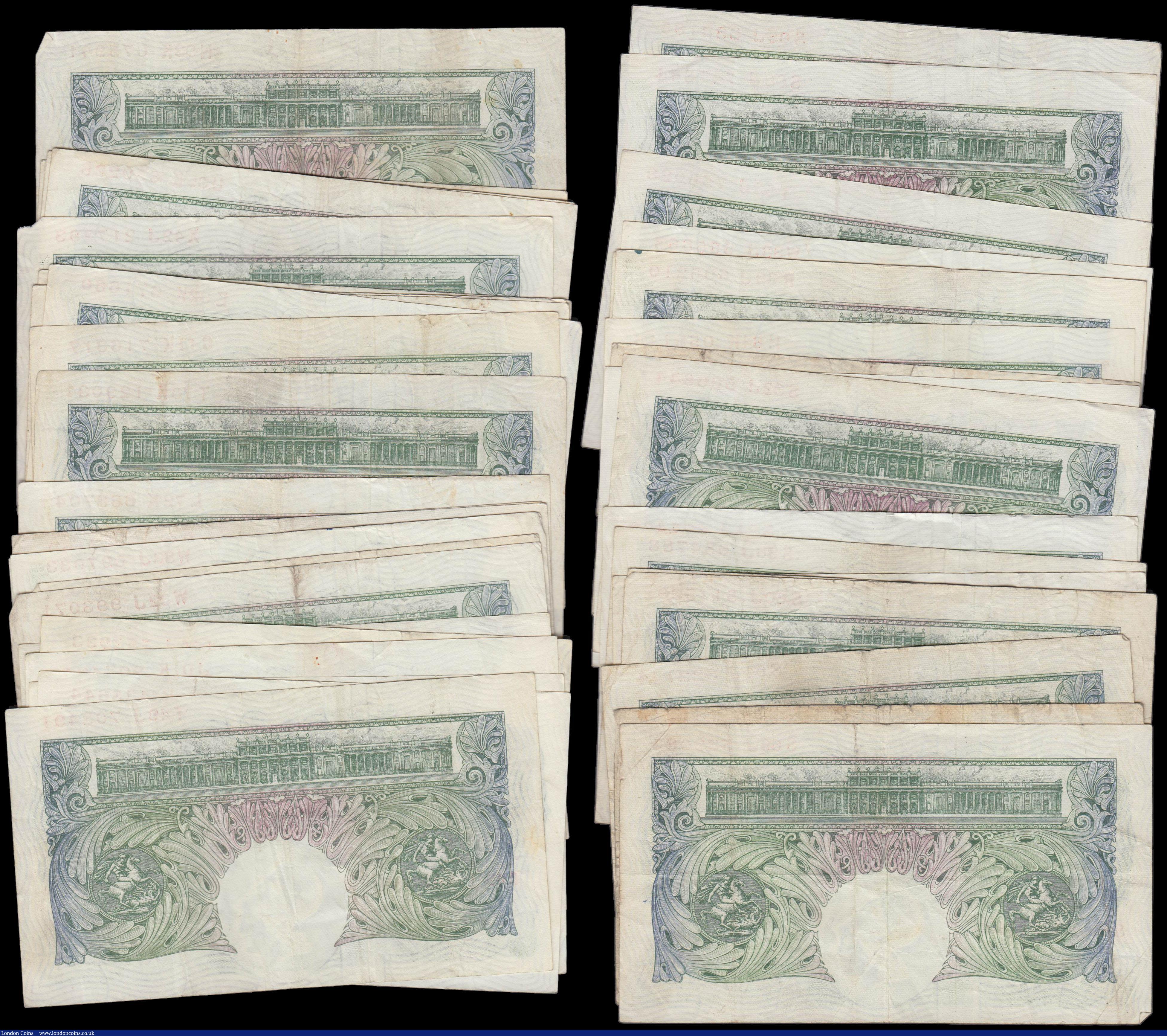 London Coins : A160 : Lot 79 : One Pound O'Brien (43), B273 issued 1955, Britannia series (Pick369c), mixed grades needs viewi...