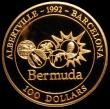 London Coins : A160 : Lot 1029 : Bermuda 100 Dollar 1992 Barcelona Olympic Games Gold Proof 47.54 grammes of 22 carat gold, KM#80 nFD...