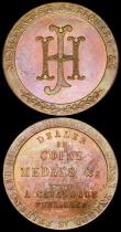 London Coins : A160 : Lot 1727 : Private Token c.1879 J.Henry, DEALERS IN COINS MEDALS &c, A CATALOGUE PUBLISHED in 6 lines, J.HE...