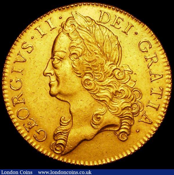 Five Guineas 1748 VICESIMO SECVNDO S.3666 approaching EF and formerly in an NGC holder graded by them as AU55 and with the NGC ticket still included : English Coins : Auction 160 : Lot 2095