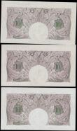 London Coins : A160 : Lot 53 : Ten Shillings Peppiatt B251 (3) mauve emergency issue 1940, series N35D, Z25D and Z84E, wartime issu...
