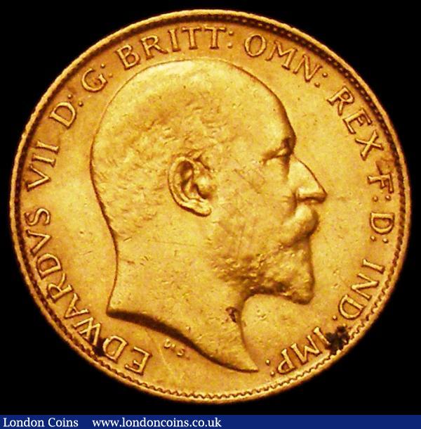 Half Sovereign 1909 Marsh 512 NVF the obverse with some scratches and a small stain : English Coins : Auction 161 : Lot 1648