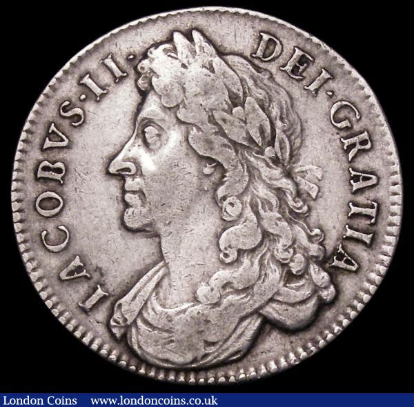 Halfcrown 1685 PRIMO ESC 493, Bull 748,  Bold Fine with a flan flaw on the French shield  : English Coins : Auction 161 : Lot 1708