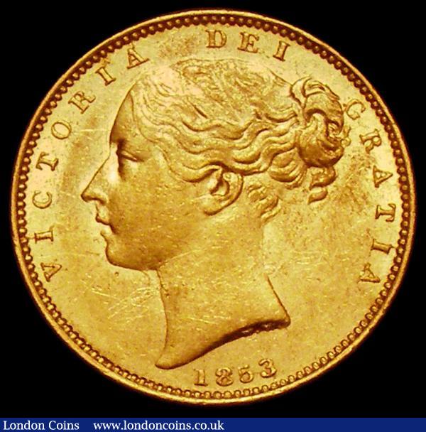 Sovereign 1853 WW Raised S.3852C EF or better with contact marks and hairlines : English Coins : Auction 161 : Lot 1965