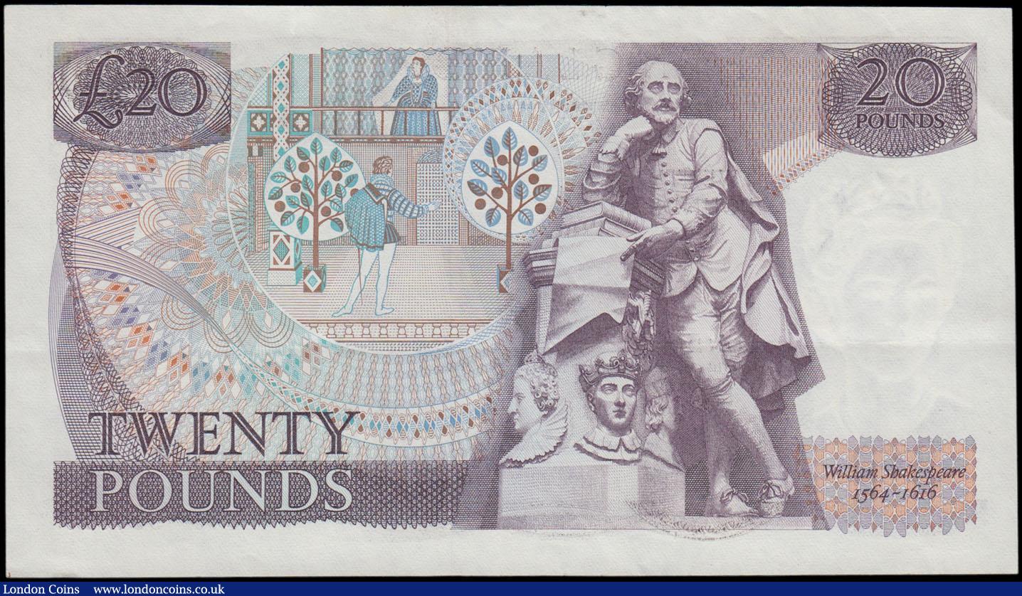 London Coins : A161 : Lot 100 : Twenty Pounds Somerset B350 issued 1981, very rare LAST RUN series J40 994051, (Pick380c), EF and ex...