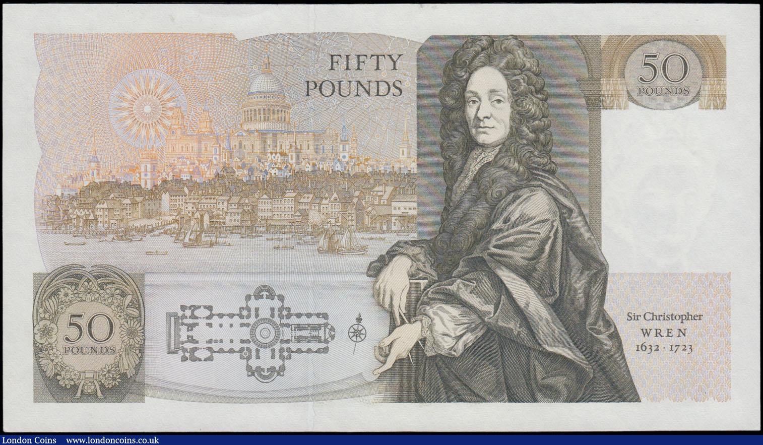 London Coins : A161 : Lot 104 : Fifty Pounds Somerset B352 issued 1981 FIRST RUN series A01 018319, Sir Christopher Wren on reverse,...