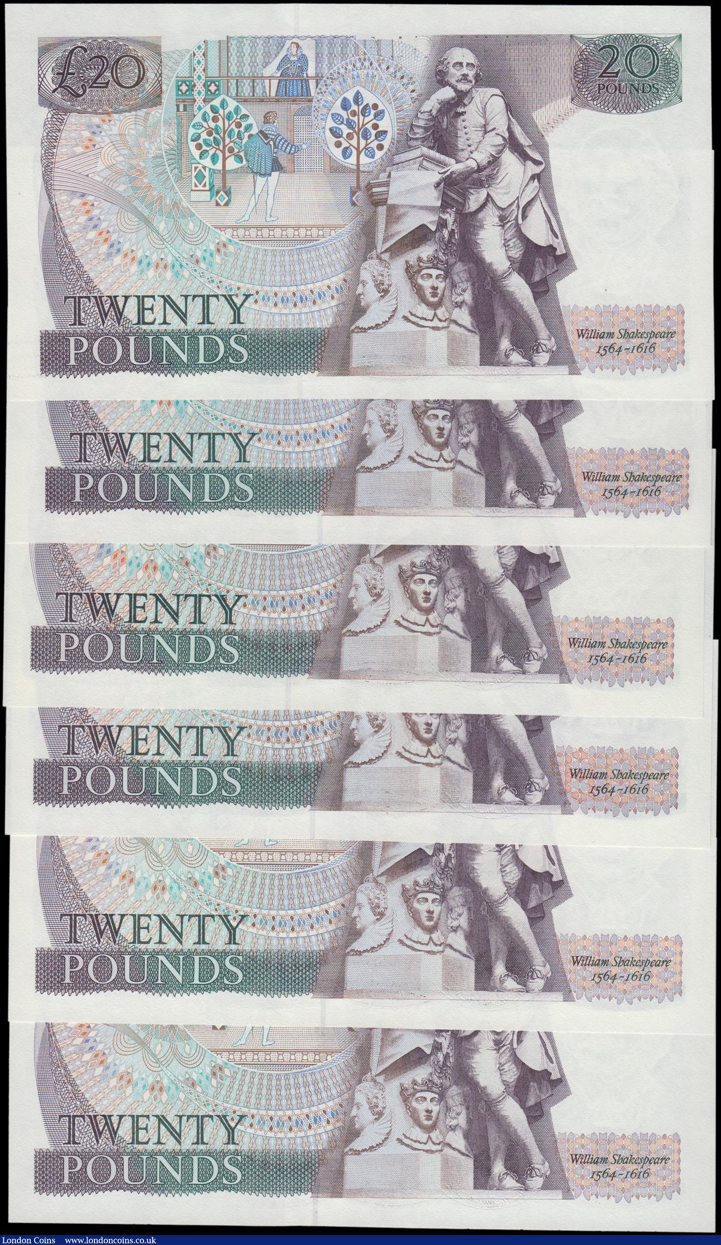 London Coins : A161 : Lot 109 : Twenty Pounds Gill B355 (6) issued 1988, includes a consecutively numbered pair and a mid series �...