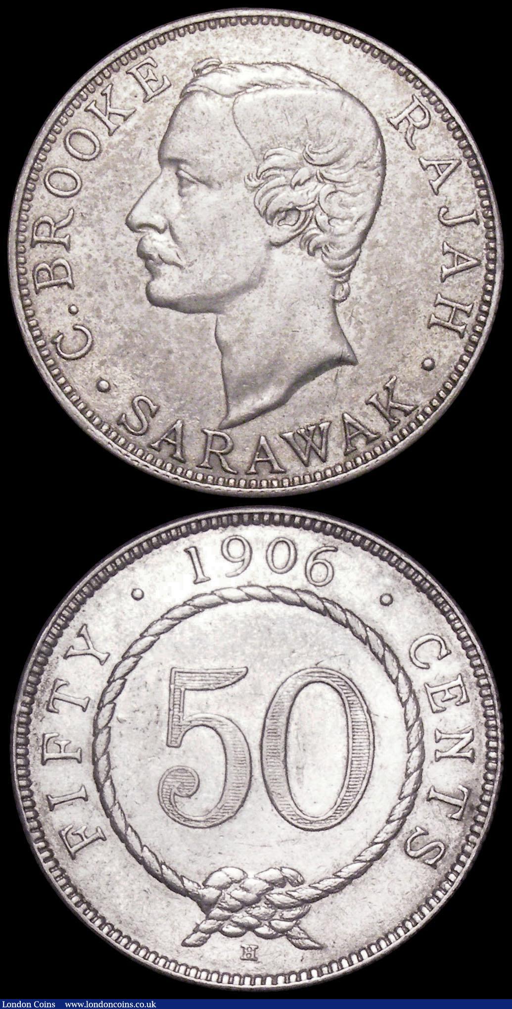 London Coins : A161 : Lot 1336 : Sarawak 50 Cents (2) 1900H KM#11 NVF/GF, 1906H KM#11 Good Fine/Fine, both scarce