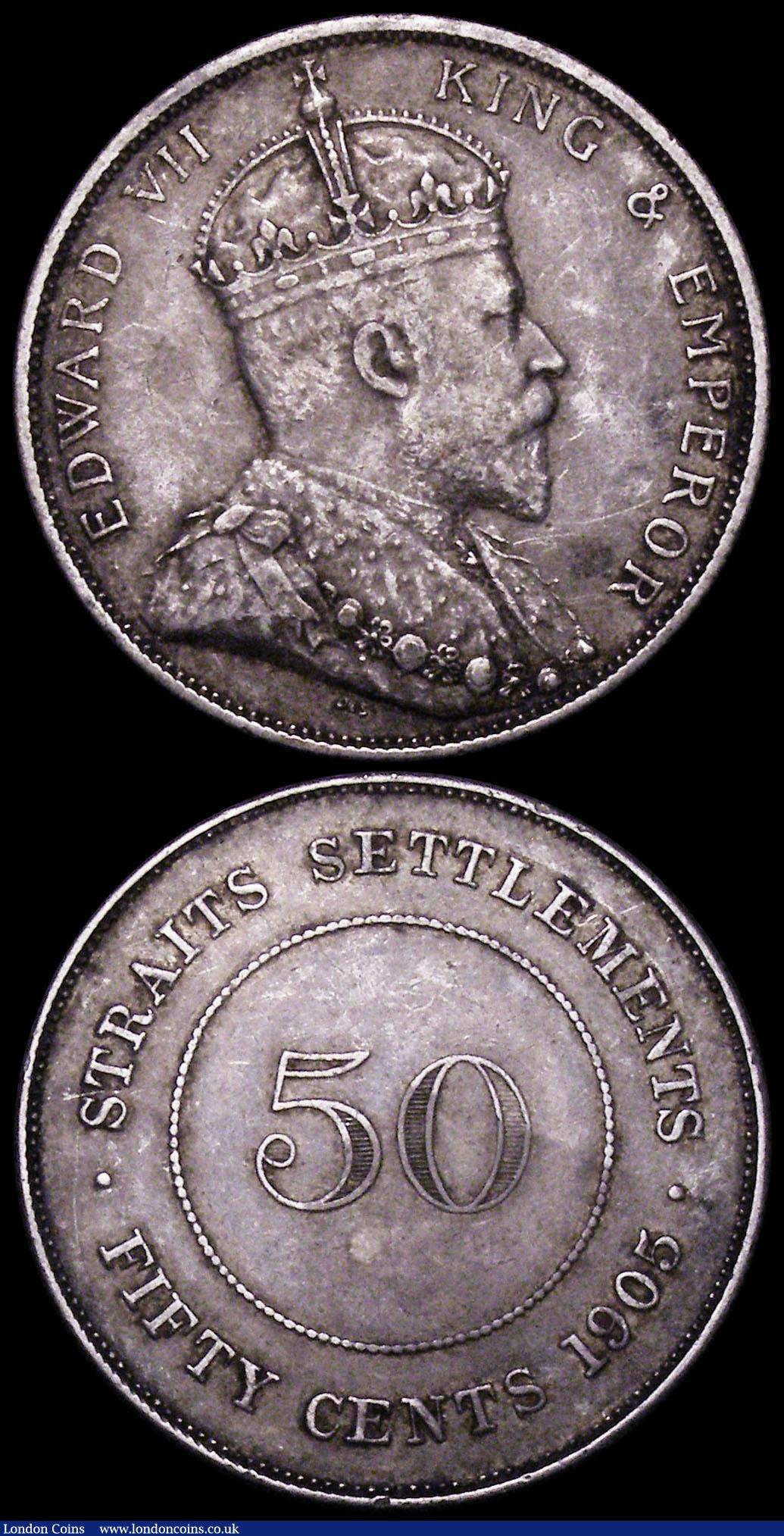 London Coins : A161 : Lot 1361 : Straits Settlements 50 Cents (2) 1891 KM#13 Fine, the obverse slightly better, 1905 KM#23 Good Fine ...