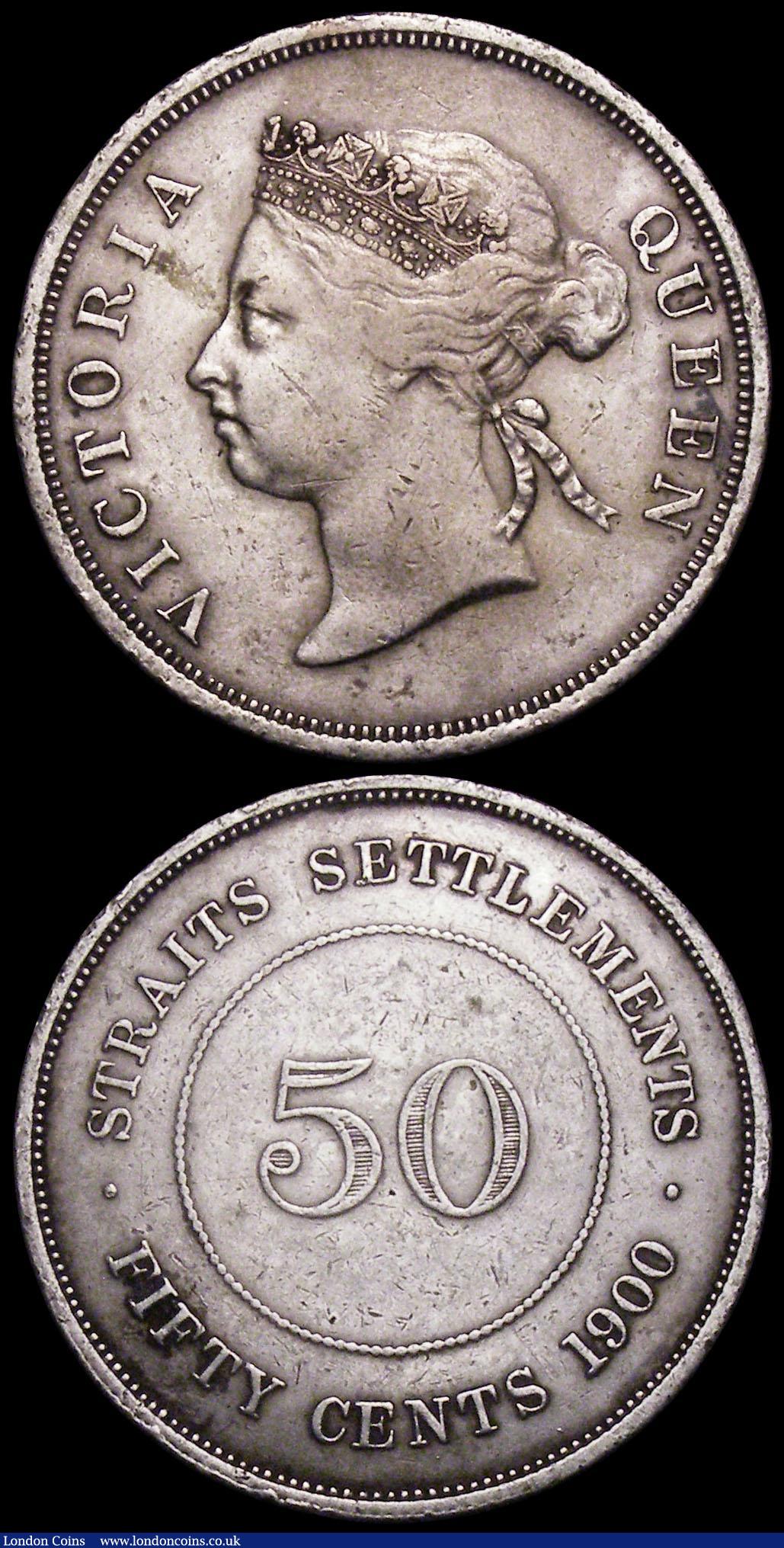 London Coins : A161 : Lot 1362 : Straits Settlements 50 Cents (2) 1899 KM#13 VF with some thin scratches, 1900 KM#13 Fine with a smal...