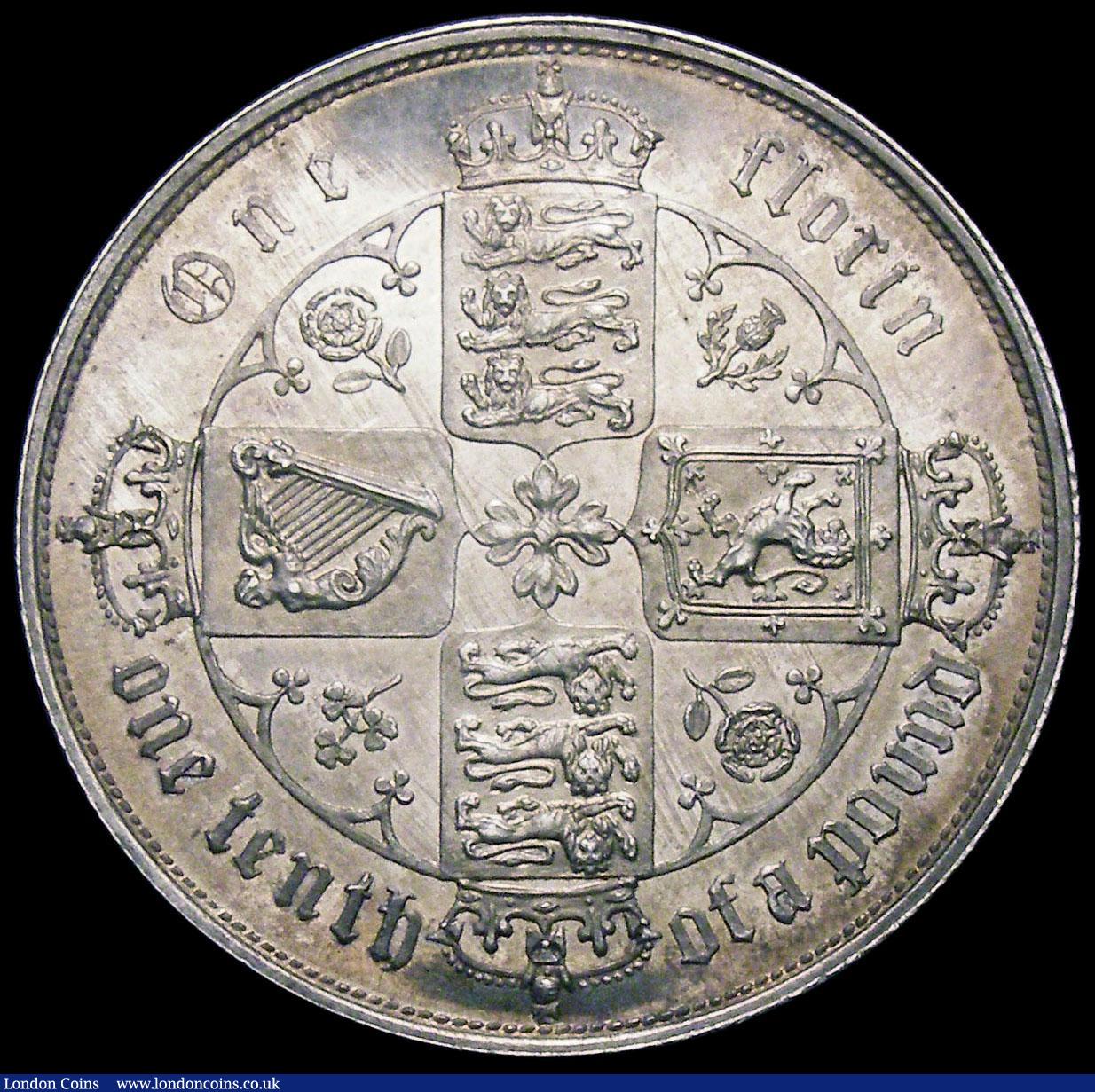 London Coins : A161 : Lot 1537 : Florin 1853 Proof ESC 809, Bull 2827 UNC to nFDC in an LCGS holder and graded 85, retaining much ori...