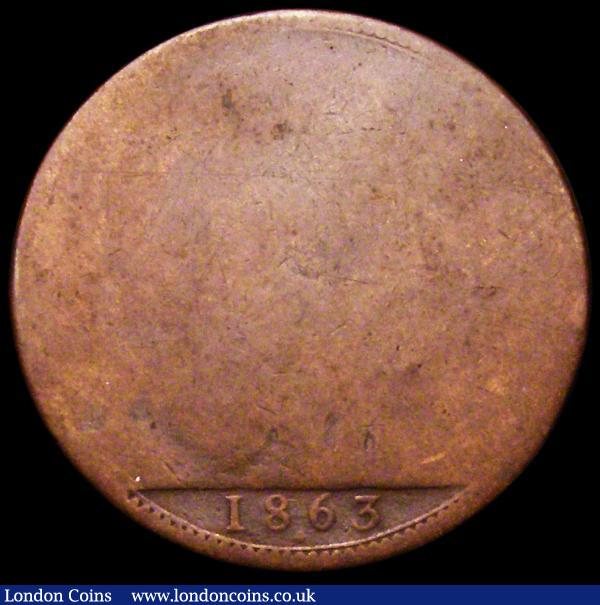 Penny 1863 Die Number 4 Freeman 47 dies 6+G only Poor but the date and die number very clear, only a few examples known : English Coins : Auction 161 : Lot 1823