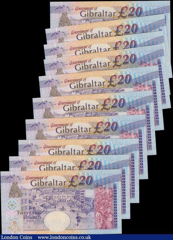 Gibraltar 20 Pounds (10), dated 4th August 2004, a consecutively numbered run series CCC 001920 - CCC 001929, (Pick31a), Uncirculated : World Banknotes : Auction 161 : Lot 299