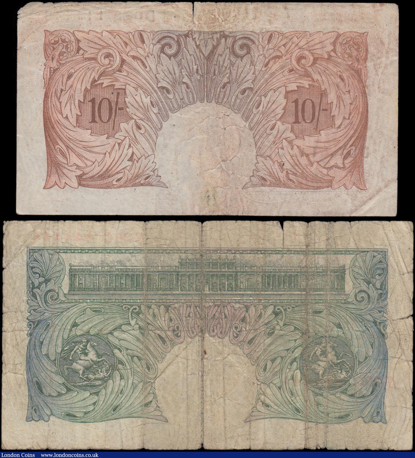 London Coins : A161 : Lot 40 : Ten Shillings Peppiatt & One Pound Beale, a pair of SOLID serial number notes, Peppiatt 10/- ser...