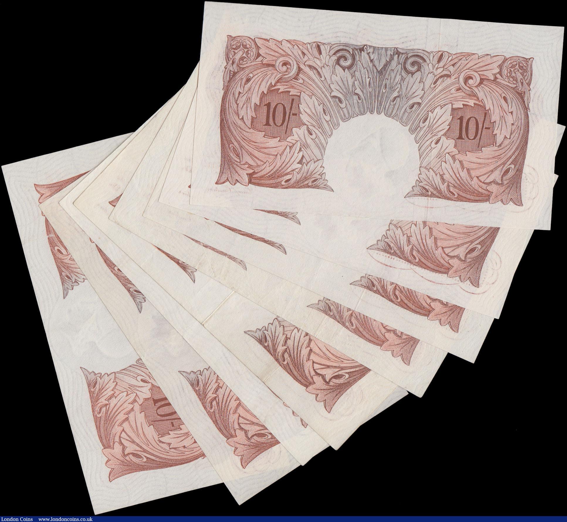 London Coins : A161 : Lot 41 : Ten Shillings Peppiatt (8), B235 scarce First Series J32 091174 issued 1934, B236 (2) issued 1934 in...