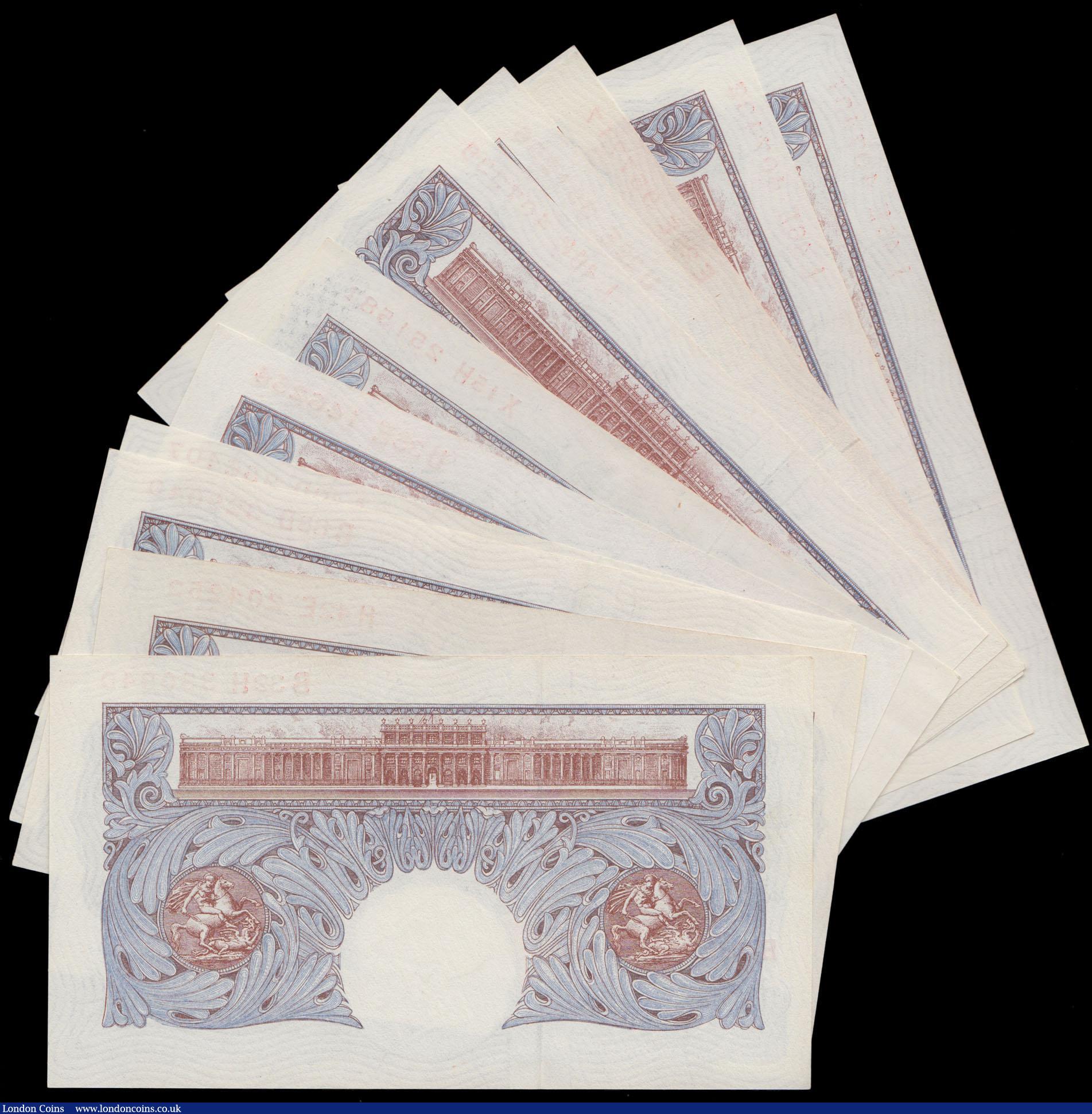 London Coins : A161 : Lot 47 : One Pound Peppiatt (12) B249 blue emergency issue 1940, including a consecutively numbered pair L46E...