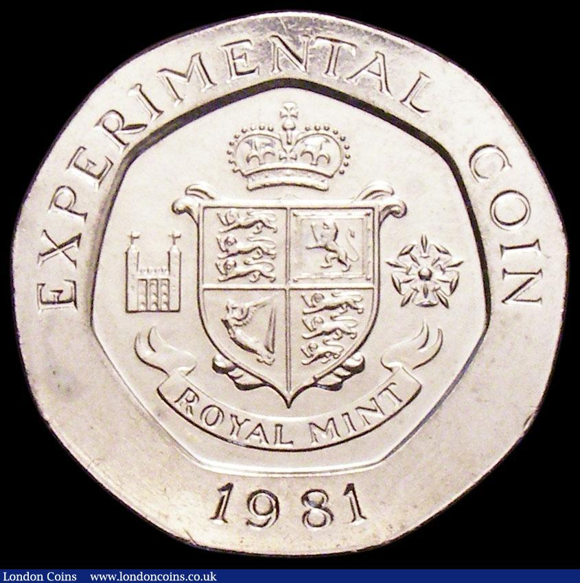 London Coins : A161 : Lot 502 : 25 Pence 1981 Royal Mint Trial, nine sided, Reverse: EXPERIMENTAL COIN 1981 on raised broad rim, aro...