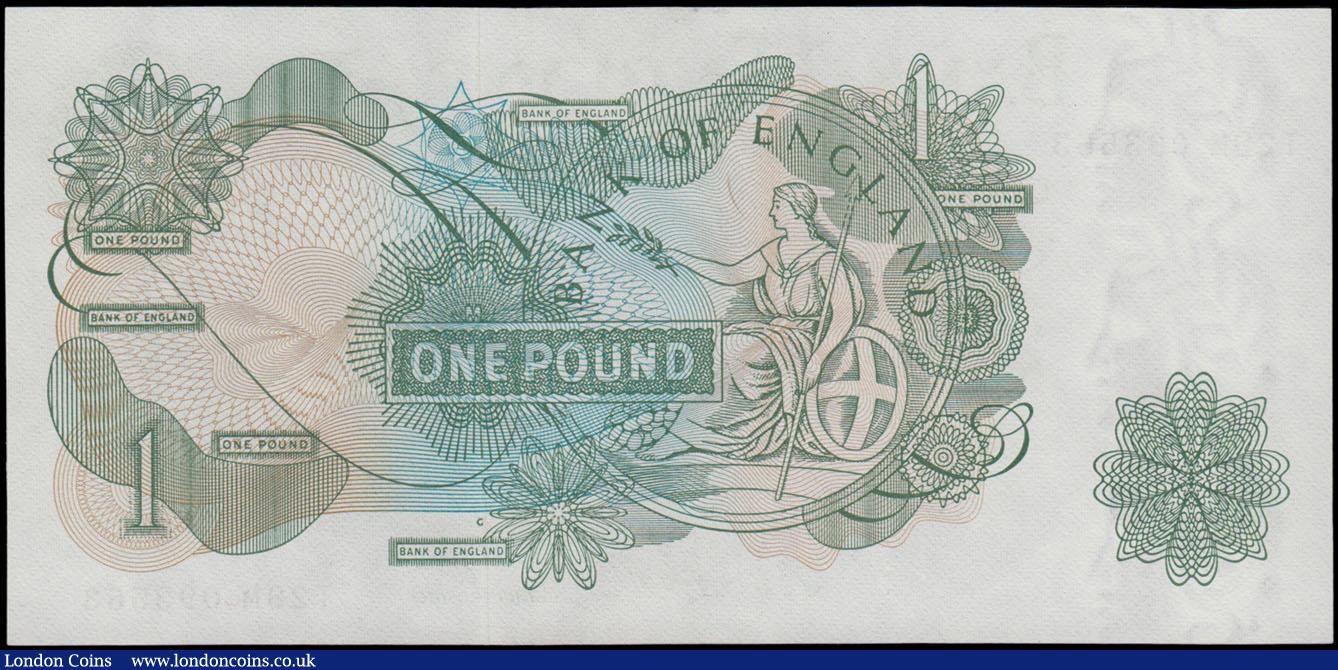 London Coins : A161 : Lot 73 : One Pound Fforde B308 issued 1967, "G" reverse REPLACEMENT T29M 093563, very rare first nu...