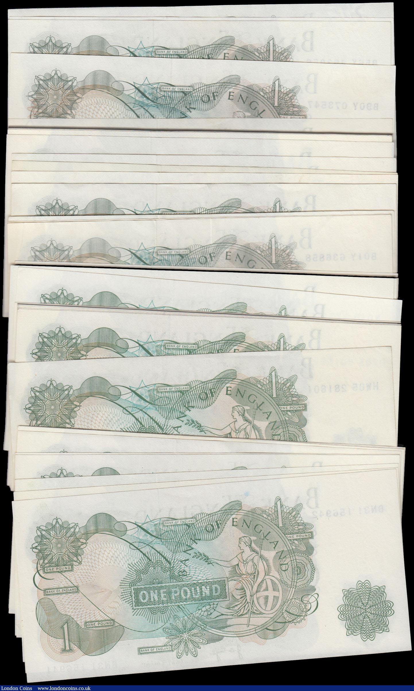 London Coins : A161 : Lot 78 : One Pound (69), Hollom (3), Fforde (27) and Page (39), consecutively numbered runs and pairs noted, ...