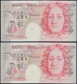 London Coins : A161 : Lot 122 : Fifty Pounds Kentfield B379 (2) issued 1994, scarce REPLACEMENT notes series LL03 993043 & LL03 ...
