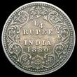 London Coins : A161 : Lot 1234 : India Quarter Rupee 1880C Incuse KM#490 Strong VF and nicely toned with a small spot in the obverse ...