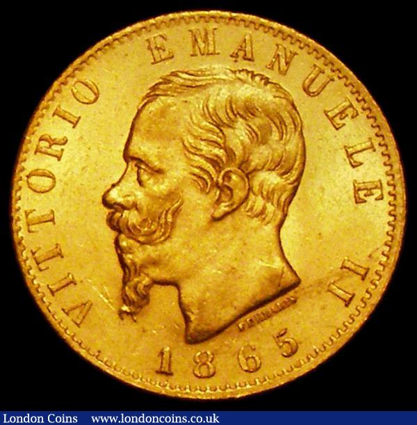 Italy 20 Lire Gold 1865 T BN KM#10.1 GEF/AU and lustrous : World Coins : Auction 162 : Lot 1229