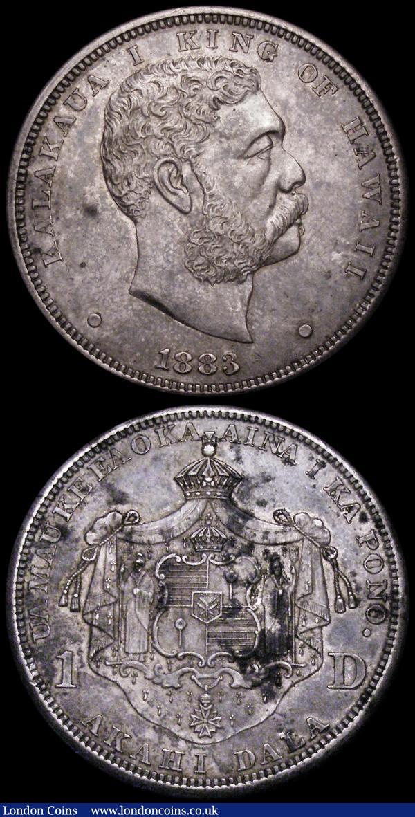 Hawaii (2) Dollar 1883 Breen 8035 GVF the reverse with some spots, Half Dollar 1883 Breen 8034 GVF toned : World Coins : Auction 162 : Lot 1667