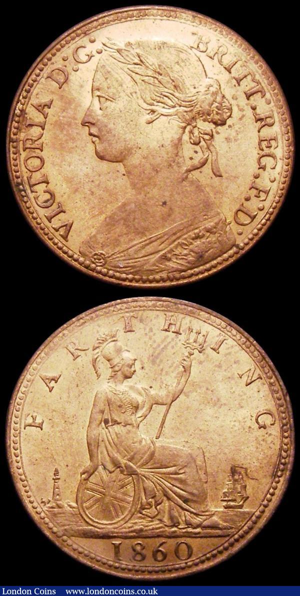Farthings (2) 1860 Beaded Border Freeman 496 dies 1+A,UNC with good lustre, 1895 Bun Head Freeman 590 dies 7+F GEF nicely toned, with traces of lustre, scarce in this high grade : English Coins : Auction 162 : Lot 2996