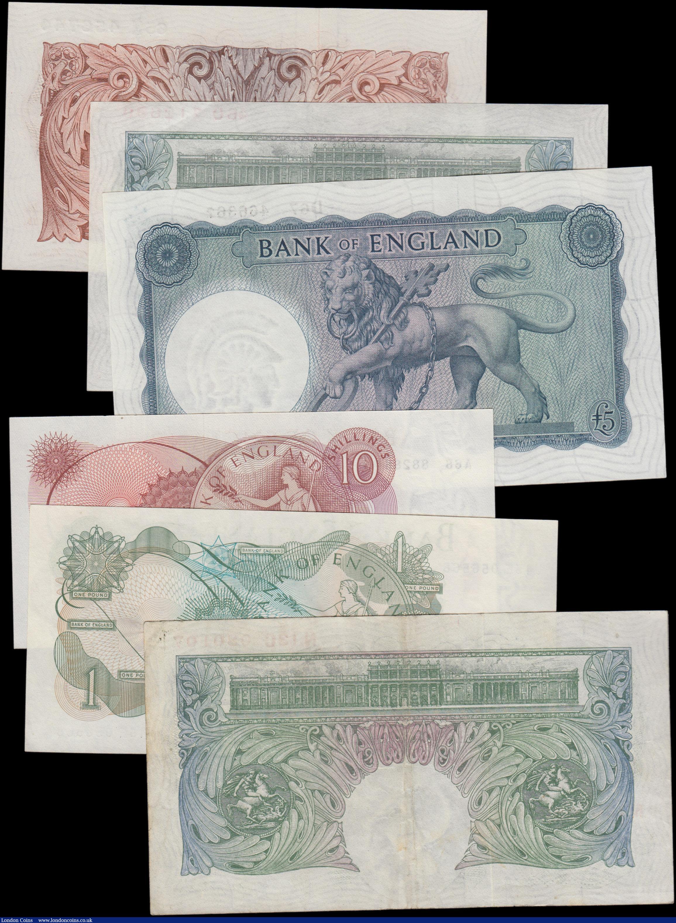London Coins : A162 : Lot 122 : Bank of England (6), Peppiatt 1 Pound issued 1934 series 46O 712699, unthreaded type, about Uncircul...