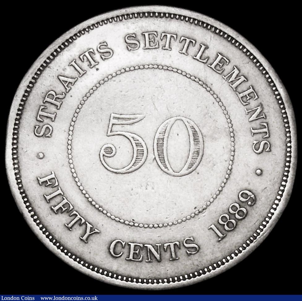 London Coins : A162 : Lot 1281 : Straits Settlements 50 Cents 1889 KM#13 once mounted, signs of the edge milling having been skilfull...