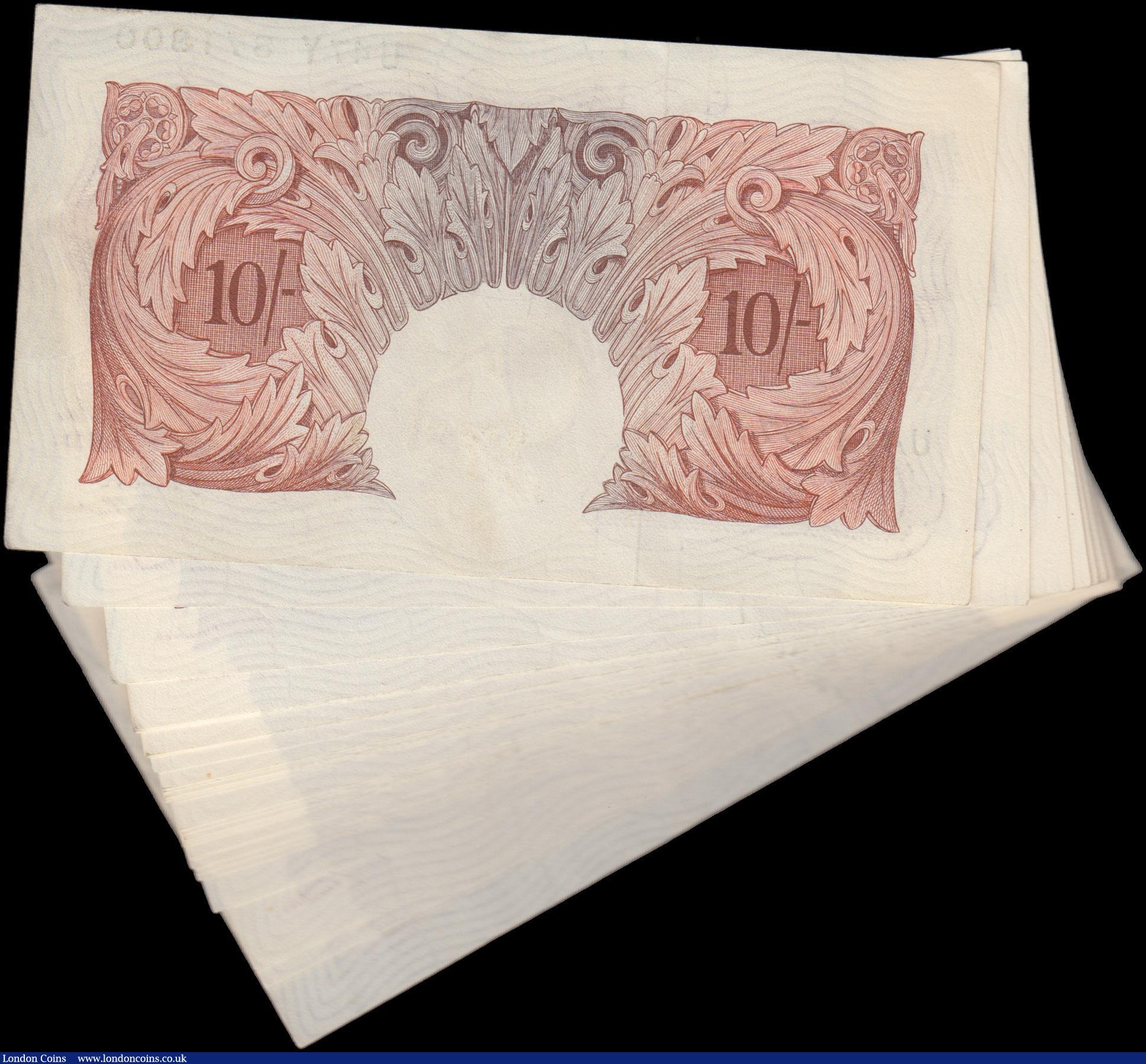 London Coins : A162 : Lot 137 : O'Brien 10 Shillings (33), B271 issued 1955, a consecutively numbered run of 33 notes series U4...