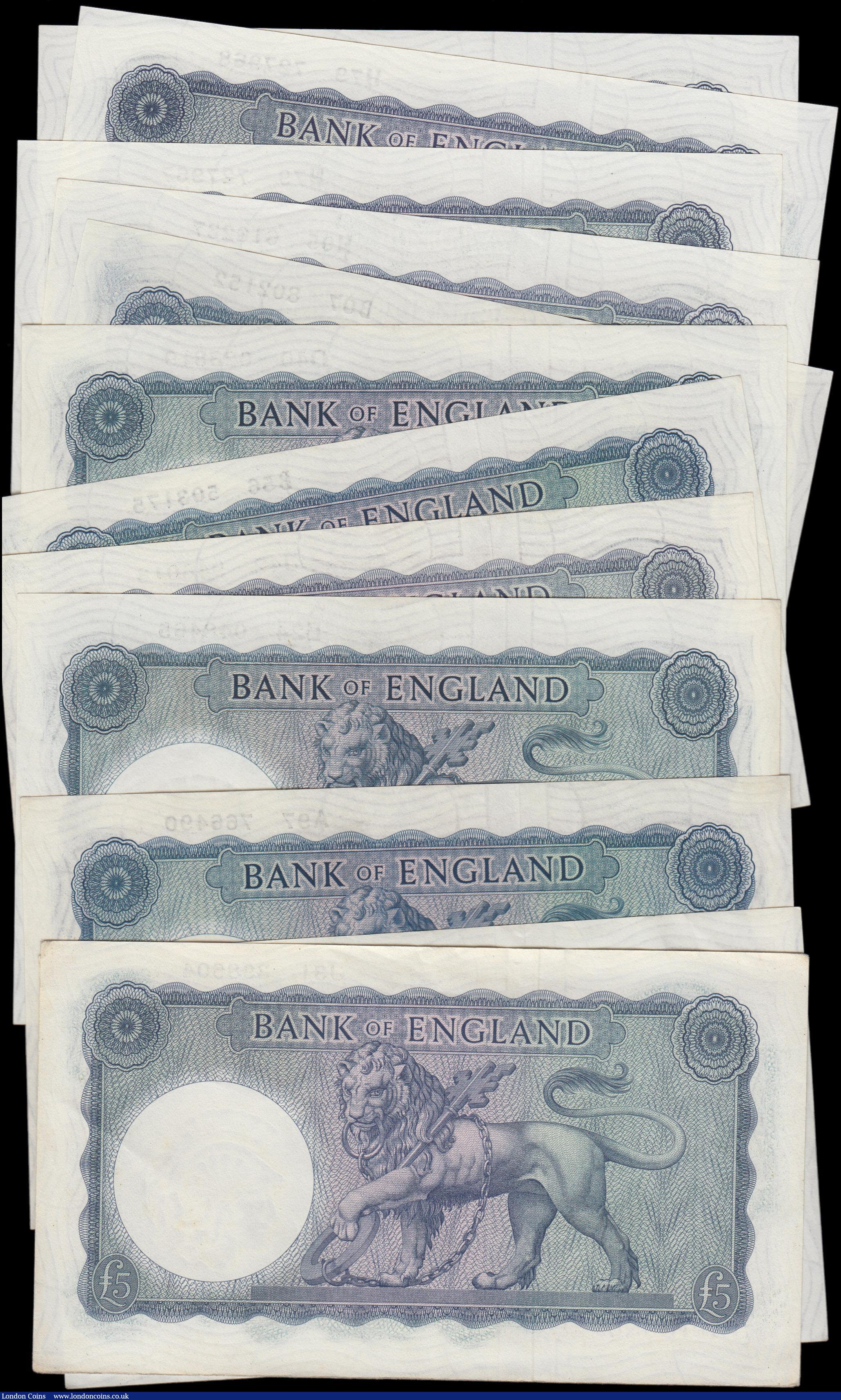 London Coins : A162 : Lot 140 : O'Brien 5 Pounds (12) Lion & Key B277 & B280 issued 1957 & 1961, including a first ...
