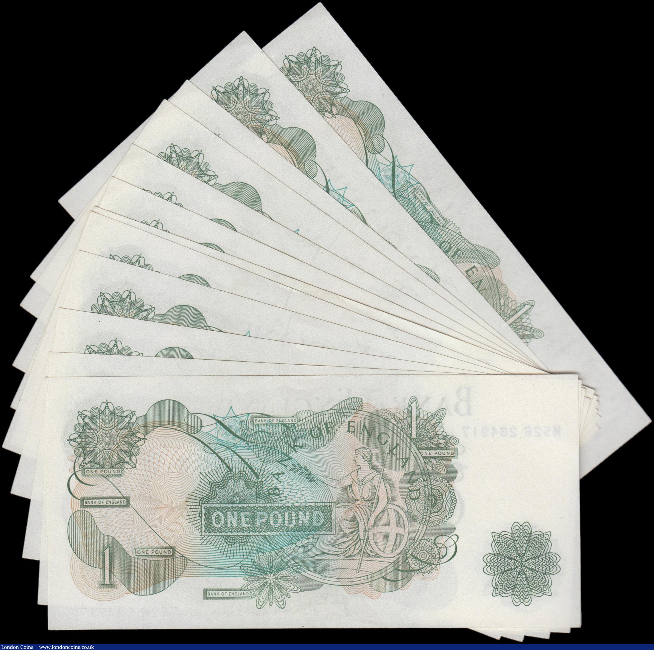 London Coins : A162 : Lot 145 : Page 1 Pound (12) B323, REPLACEMENT notes issued 1970, two consecutively numbered runs series MS26 2...
