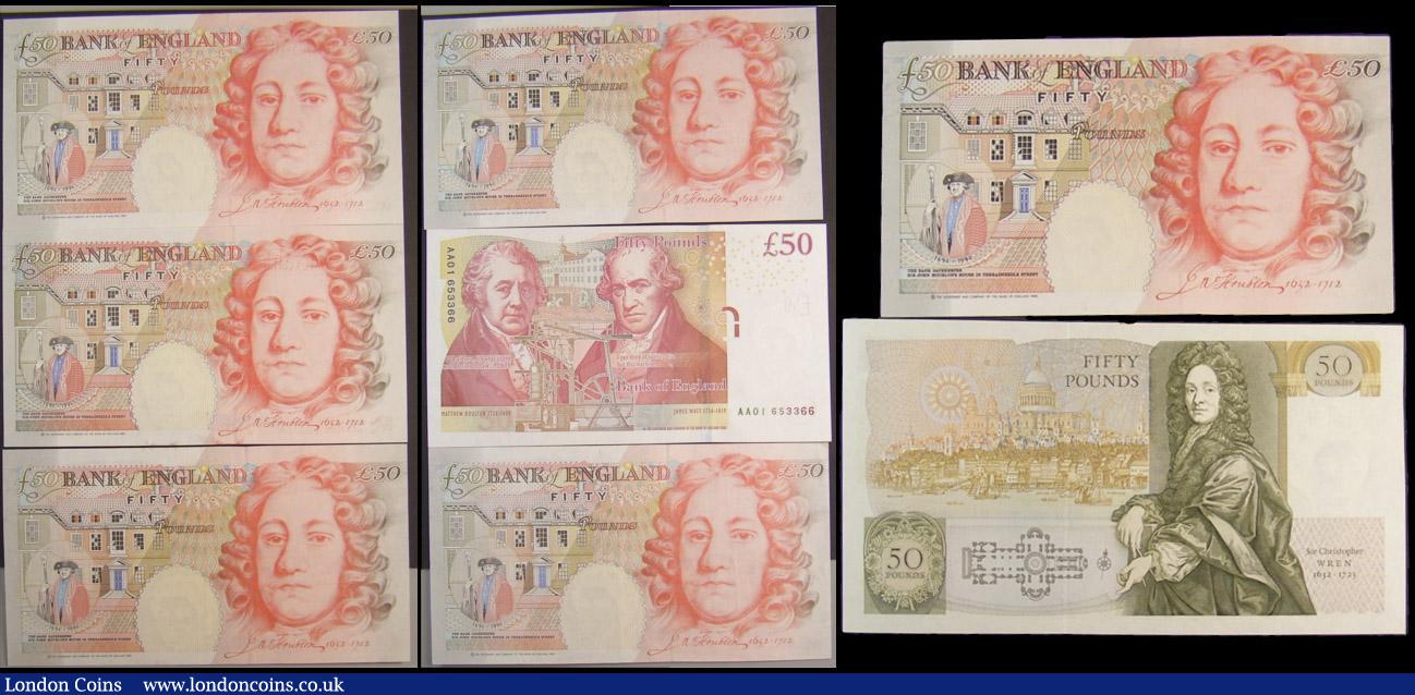 London Coins : A162 : Lot 157 : Fifty Pounds (8), Somerset B352 issued 1981 series B80 873103, Uncirculated, Kentfield B377 issued 1...