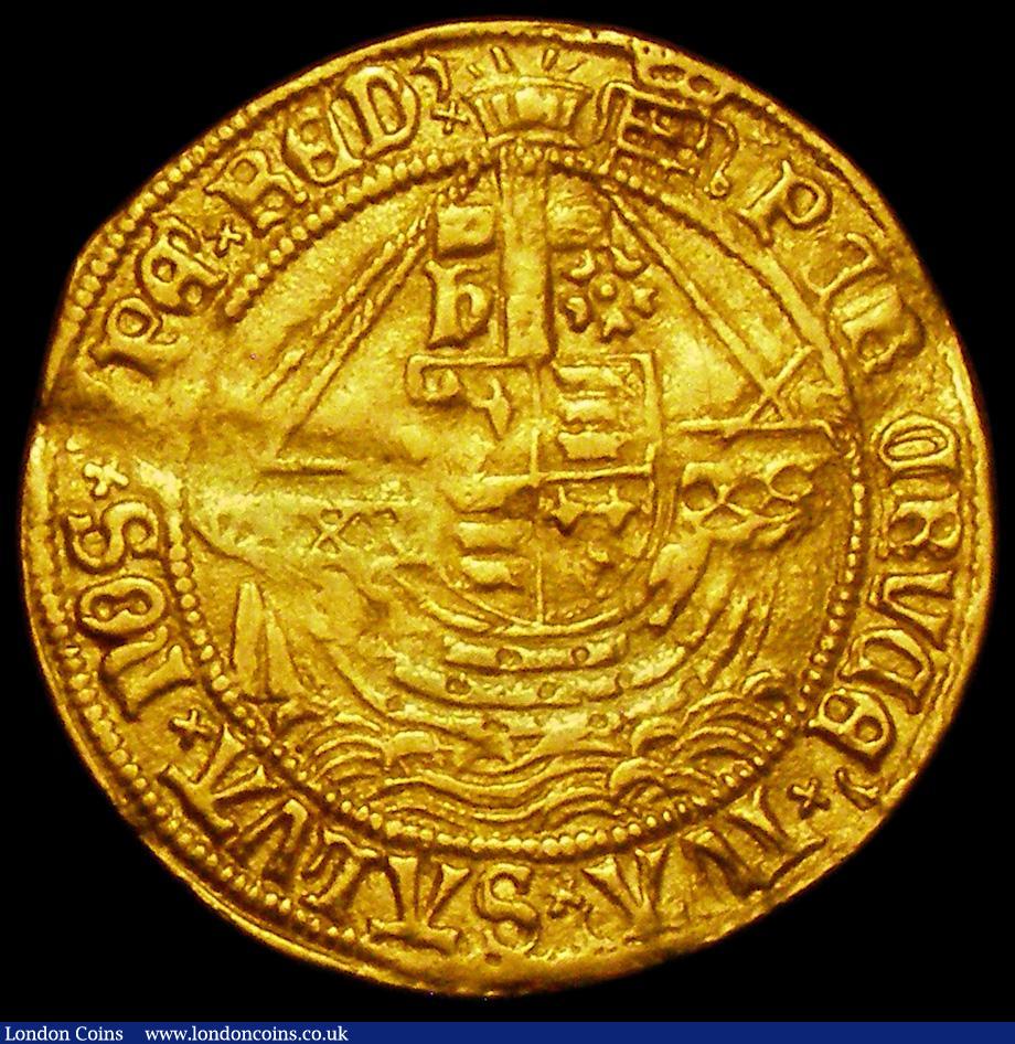 London Coins : A162 : Lot 1585 : Angel Henry VIII First Coinage S.2265 mintmark Portcullis Fine or better, creased