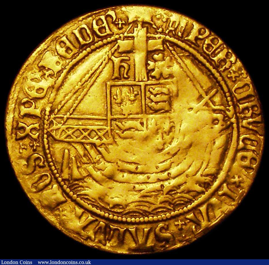 London Coins : A162 : Lot 1586 : Angel Henry VIII First Coinage S.2265, mintmark Castle, Fine