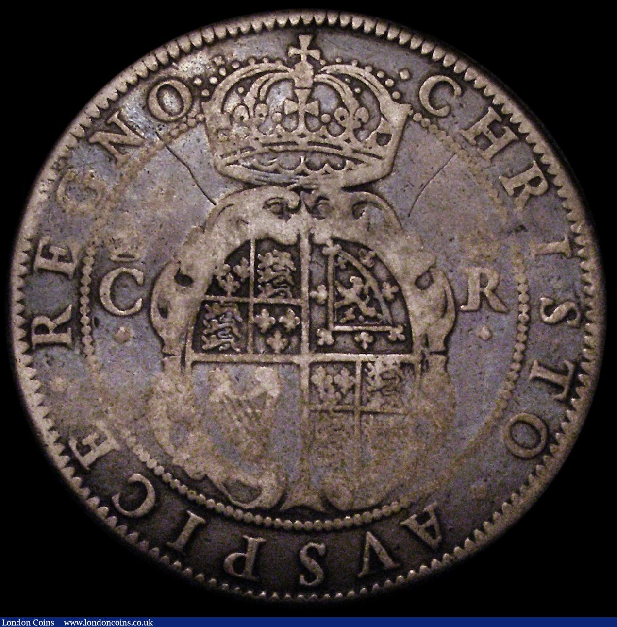 London Coins : A162 : Lot 1587 : Crown Charles I First Milled Coinage by Briot (1631-1632) S.2852 mintmark flower and B/B VG unevenly...