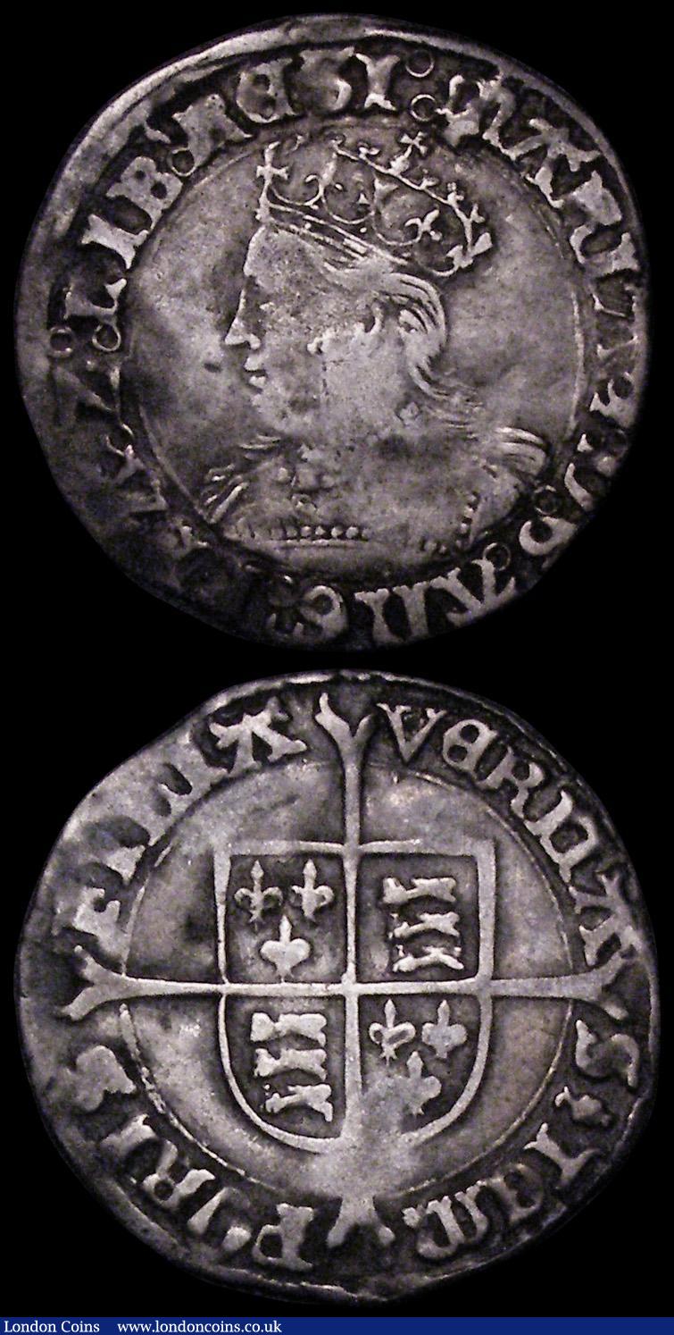 London Coins : A162 : Lot 1596 : Groat Mary S.2492 mintmark Pomegranate VG/Fine, Shilling Edward VI Fine silver issue S.2482 mintmark...