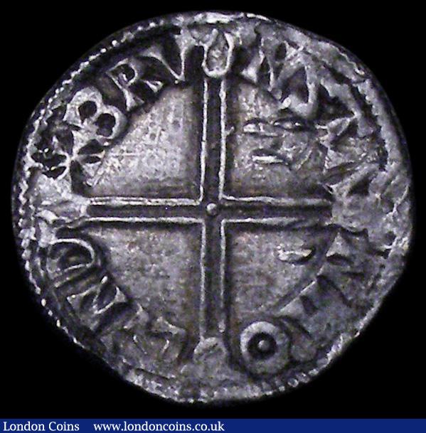 London Coins : A162 : Lot 1621 : Penny Aethelred II Long Cross type S.1151 London Mint, moneyer Brunstan GVF the reverse with some pe...