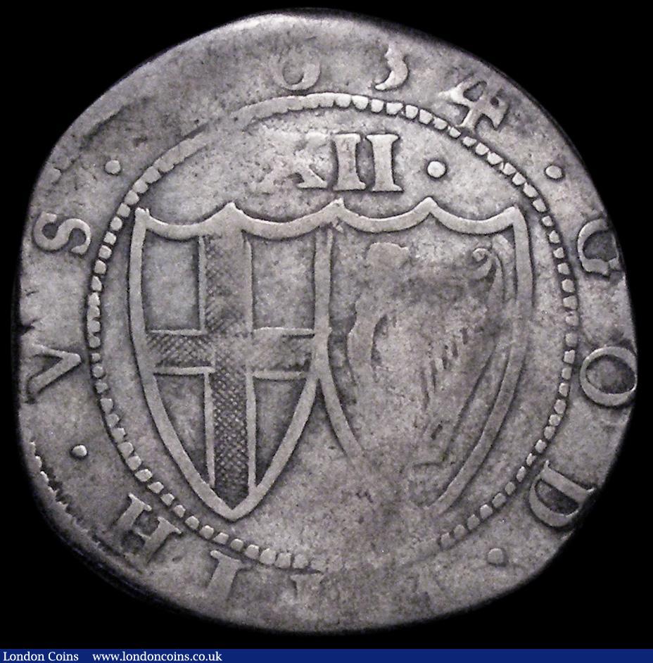 London Coins : A162 : Lot 1625 : Shilling 1654 Commonwealth, No stop after OF and triple struck O in OF, ESC 992A, Bull 143 VG or sli...