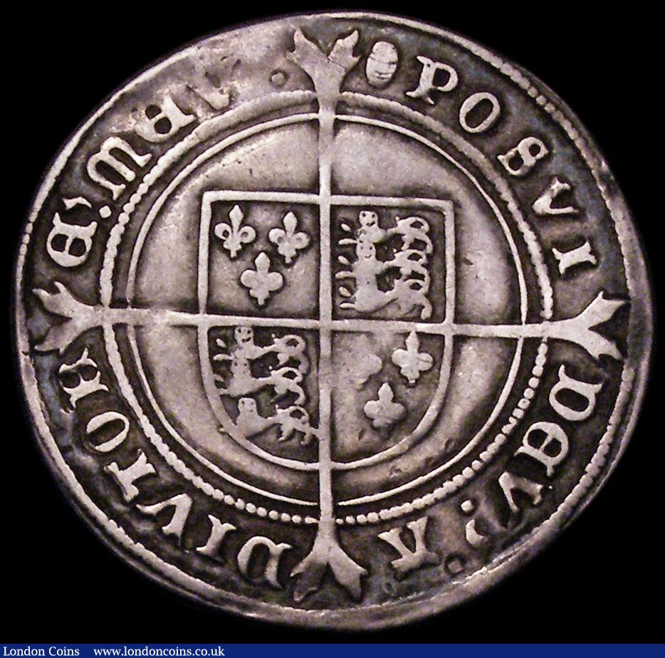 London Coins : A162 : Lot 1629 : Shilling Edward VI Fine Silver Issue S.2482 mintmark Tun Good Fine with some scratches on the obvers...