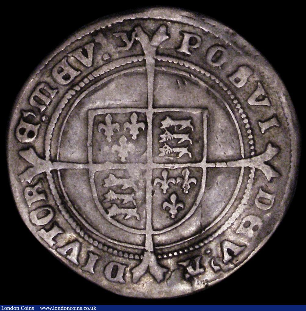 London Coins : A162 : Lot 1630 : Shilling Edward VI Fine silver issue S.2482 mintmark y Fine, struck on an uneven flan 