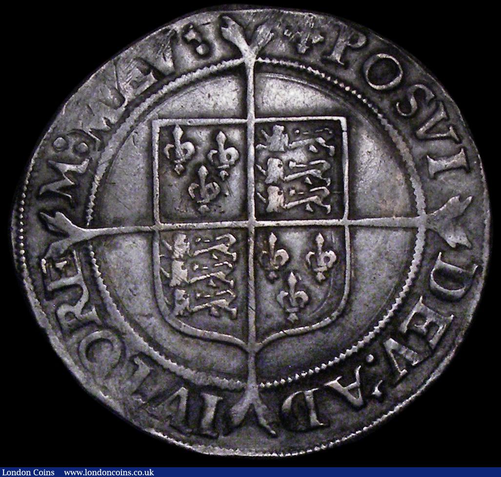 London Coins : A162 : Lot 1632 : Shilling Elizabeth I Second Issue, S.2555 Bust 3A, Mintmark Cross Crosslet VF with bold portrait, th...
