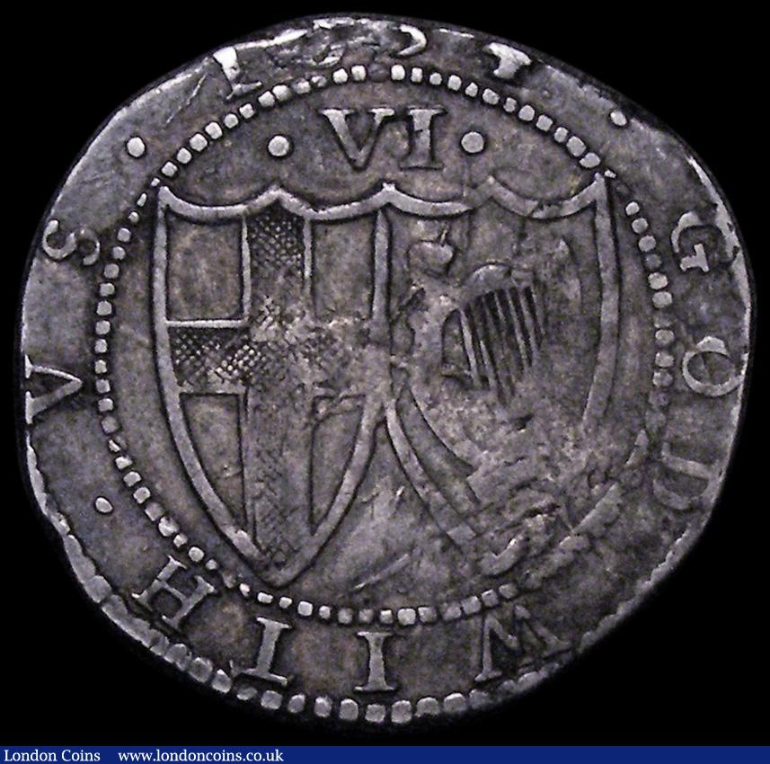 London Coins : A162 : Lot 1636 : Sixpence 1654 Commonwealth ESC 1489, Bull 200 Fine, toned, with part of the date off the flan