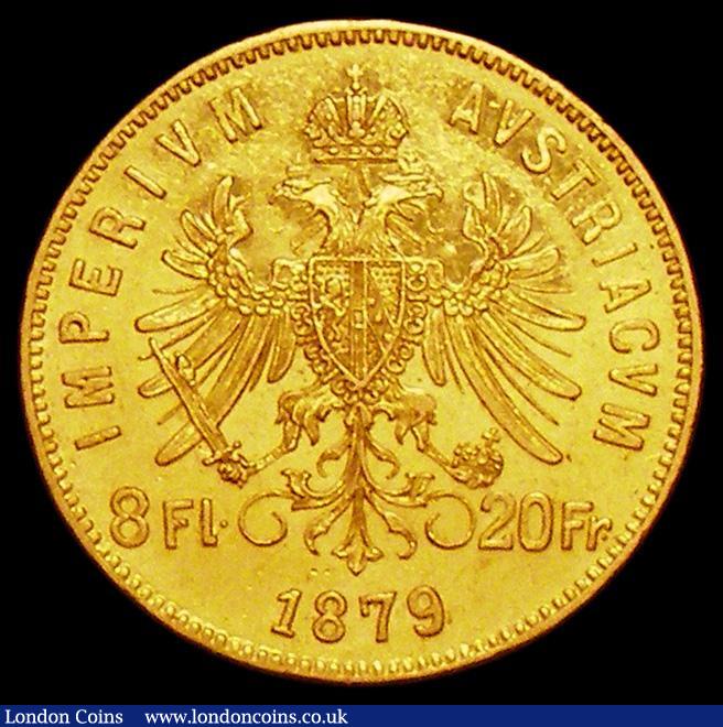 London Coins : A162 : Lot 1646 : Austria 8 Forint 20 Francs 1879KM#2269 GVF/NEF