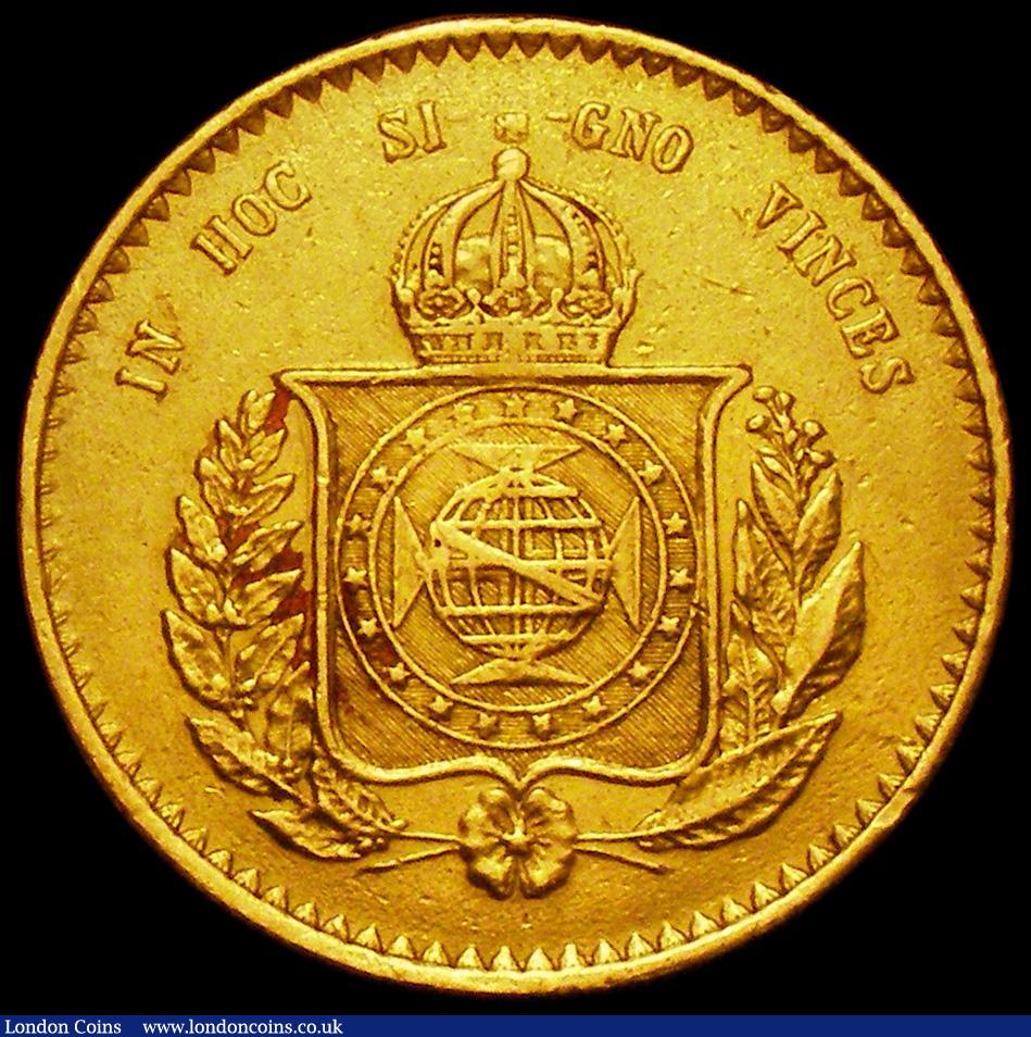 London Coins : A162 : Lot 1648 : Brazil 20000 Reis Gold 1852 KM#463 About VF Ex-Jewellery