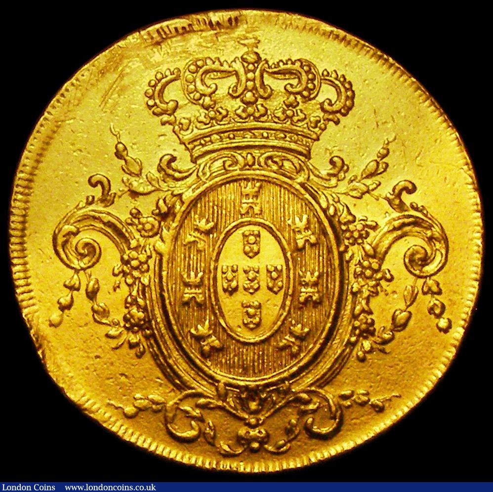 London Coins : A162 : Lot 1649 : Brazil 6400 Reis Gold 1806R KM#236.1 VF with signs of a mount being attached at the top of the obver...