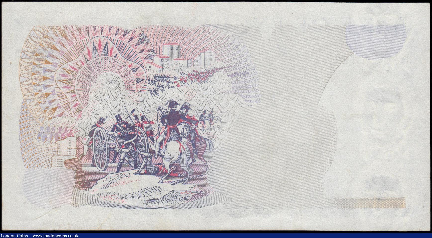 London Coins : A162 : Lot 165 : ERROR Five Pounds Page B334 issued 1973, Duke of Wellington completely missing from reverse, a major...