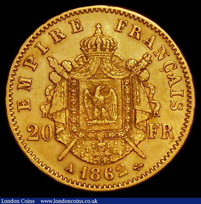 London Coins : A162 : Lot 1656 : France 20 Francs Gold 1862A KM#801.1 VF